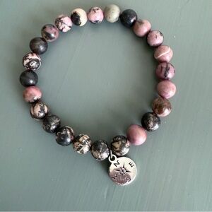 HGDEER Retirement Natural Stone Heart Charm Bracelet
